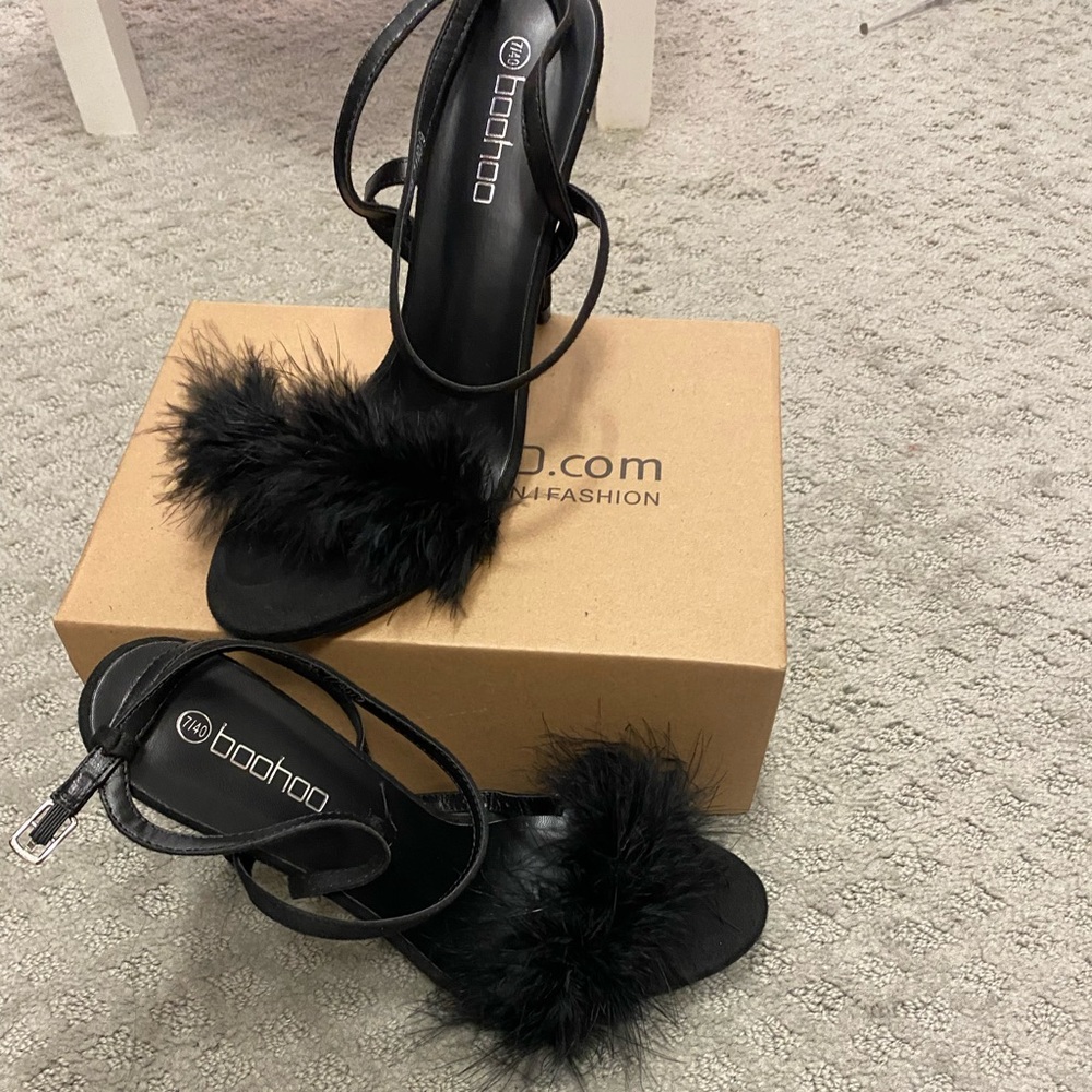 Black high heel sandals